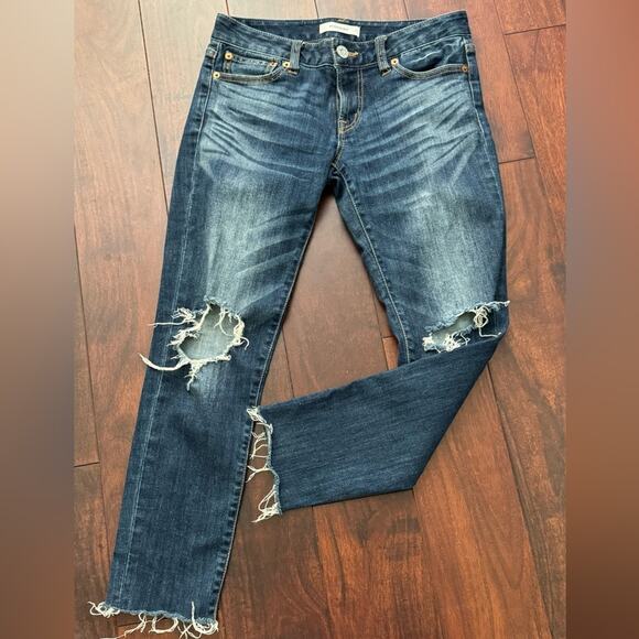 Moussy Vintage Comfort Nancy Skinny Dark Wash Mid-Rise Distressed Skinny Size 26 - Picture 10 of 11